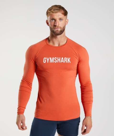 Men's Gymshark Apollo Long Sleeve T-Shirts Orange | NZ 7ZKFRC